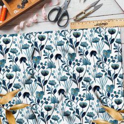 Ткань таффета голубые лотосы