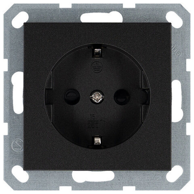 Розетка SCHUKO© с защитными шторками 16A 250V~ 2P+T, цвет Антрацит