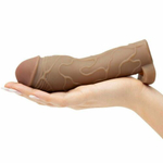 Коричневая насадка с кольцом Perfect 2 Extension with Ball Strap - 19 см. (Цвет: коричневый)