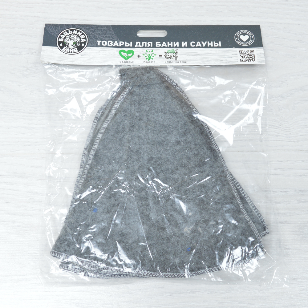 Шапка для бани серая тм "Бацькина баня"