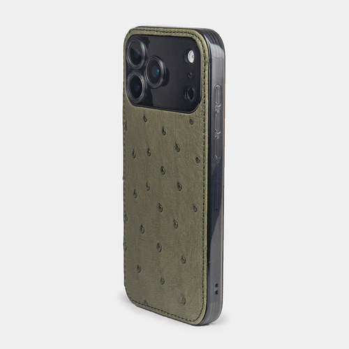Чехол-накладка для iPhone 17 Pro Max - кожа страуса, зеленый