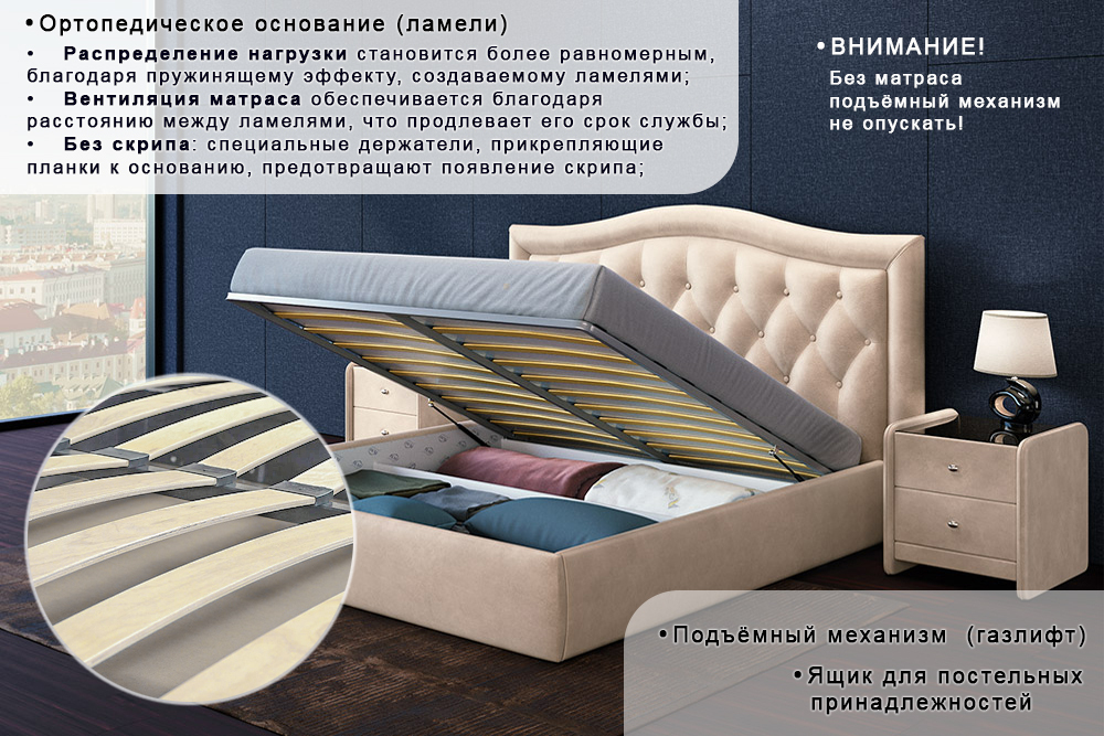 Кровать ВЕНЕЦИЯ 180 с подъемным мех-м