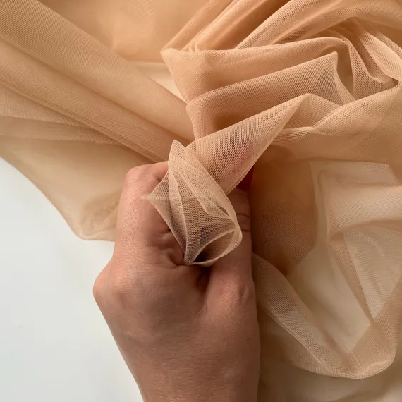 Сетка слабо-эластичная телесная с эффектом голого тела (эластичный фатин)