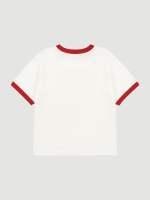 Футболка с контрастной окантовкой Mjölk Ecru/Cranberry