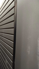 Дверь входная Лабиринт ACUSTIC 22 Графит софт, черная вставка металлическая