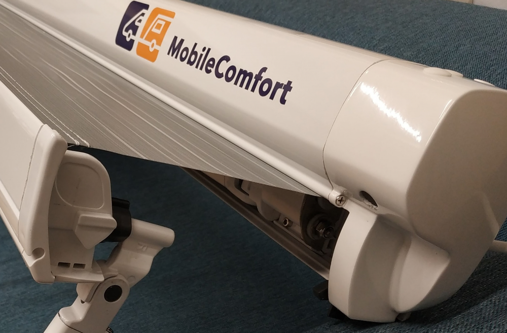 Маркиза MobileComfort ME400WG 4.0 м настенная электрическая, корпус белый, полотно светло-серое