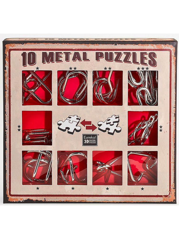 Набор Eureka Красный из 10 металлических головоломок Набор Eureka Красный из 10 металлических головоломок