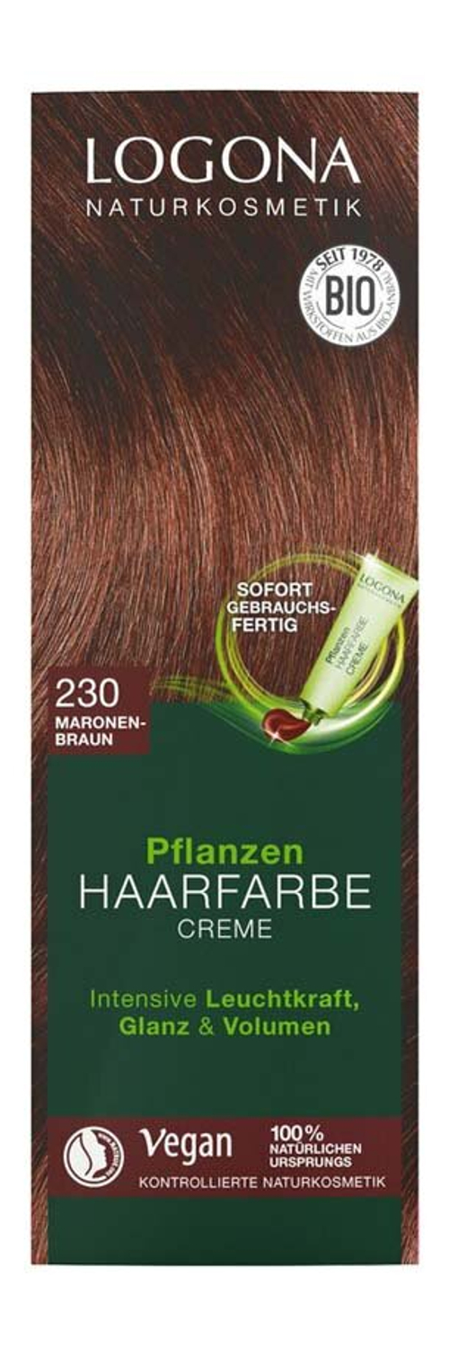 Растительная краска для волос Logona, кремовый, каштаново-коричневый., 150 мл