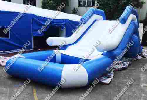 Надувная прямая водная горка «Пляжная» с бассейном, 7*2.5*3 м