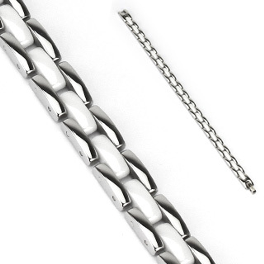 Мужской браслет из высокопрочной керамики и ювелирной стали SPIKES SCB-3493WH+