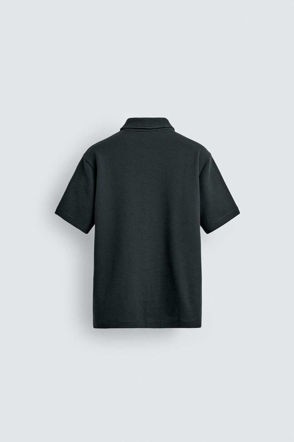 ZARA ПОЛО ИЗ РЕЛЬЕФНОЙ ТКАНИ ВАФЕЛЬНОГО ПЕРЕПЛЕТЕНИЯ, ЗЕЛЕНОВАТО-СИНИЙ