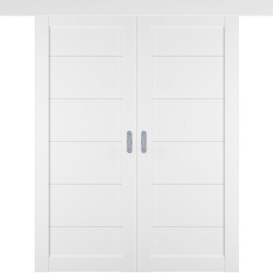 Купить Раздвижная двустворчатая дверь купе Emalex 32 Ice глухая с внутренней стороны