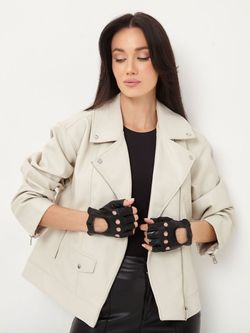 Перчатки без пальцев короткие кожаные