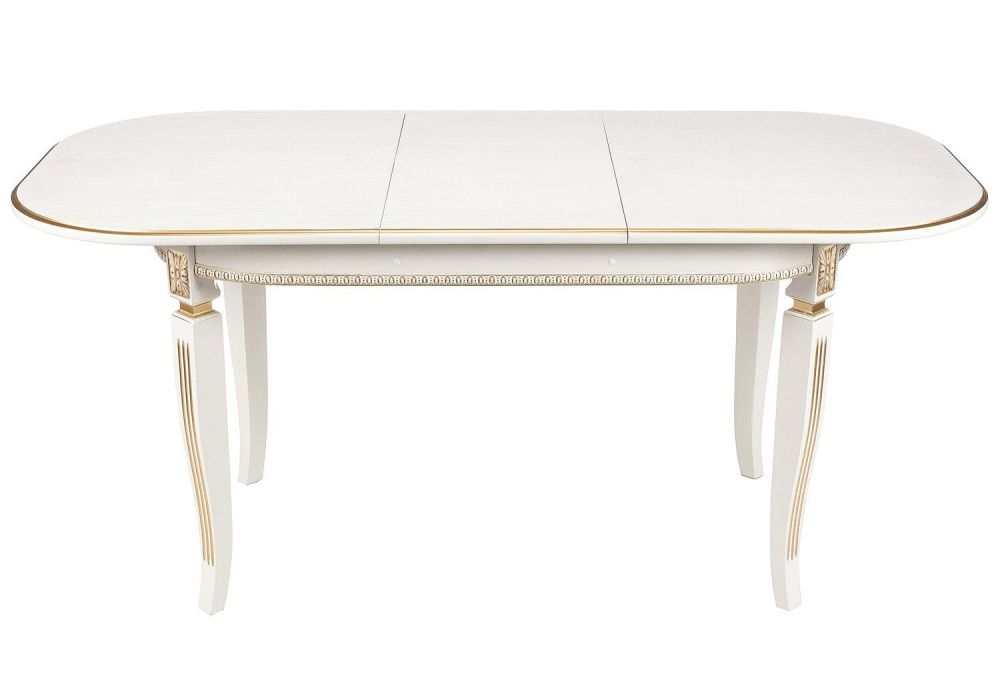 Деревянный стол Romeo 130(170)х85х75 молочный / патина золото