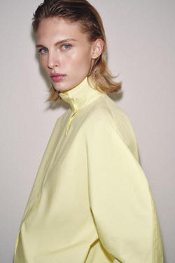 ZARA РУБАШКА С ОБЪЕМНЫМИ РУКАВАМИ ZW, ЖЕЛТЫЙ