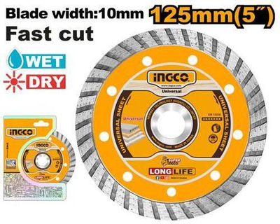 Диск алмазный сегментированный Turbo 125х10х2,5х22 мм INGCO DMD031252