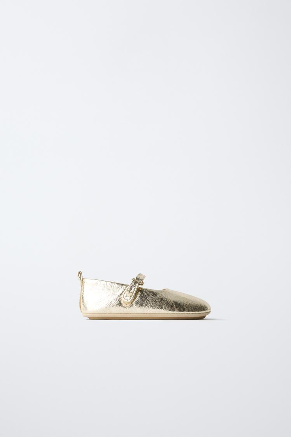 ZARA БАЛЕТКИ ИЗ МЕТАЛЛИЗИРОВАННОЙ КОЖИ, ЗОЛОТИСТЫЙ