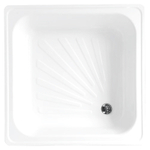 Поддон Loranto стальной, квадратный 90х90х15 толщина стали 0,9 мм, отверстие для слива 5 см, белый (LG900B)