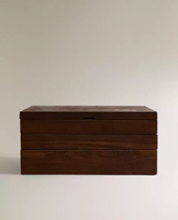ZARA HOME БОЛЬШАЯ ДЕРЕВЯННАЯ ШКАТУЛКА ДЛЯ ДРАГОЦЕННОСТЕЙ, КОРИЧНЕВЫЙ