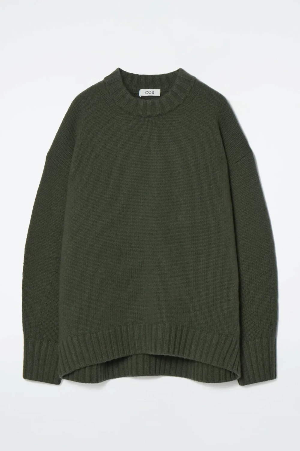 COS КАШЕМИРОВЫЙ СВИТЕР ГРУБОЙ ВЯЗКИ, ТЕМНЫЙ ХАКИ
