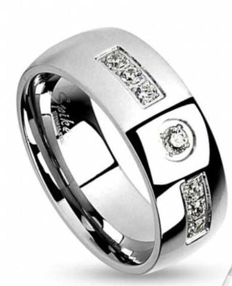 Кольцо из стали с фианитами