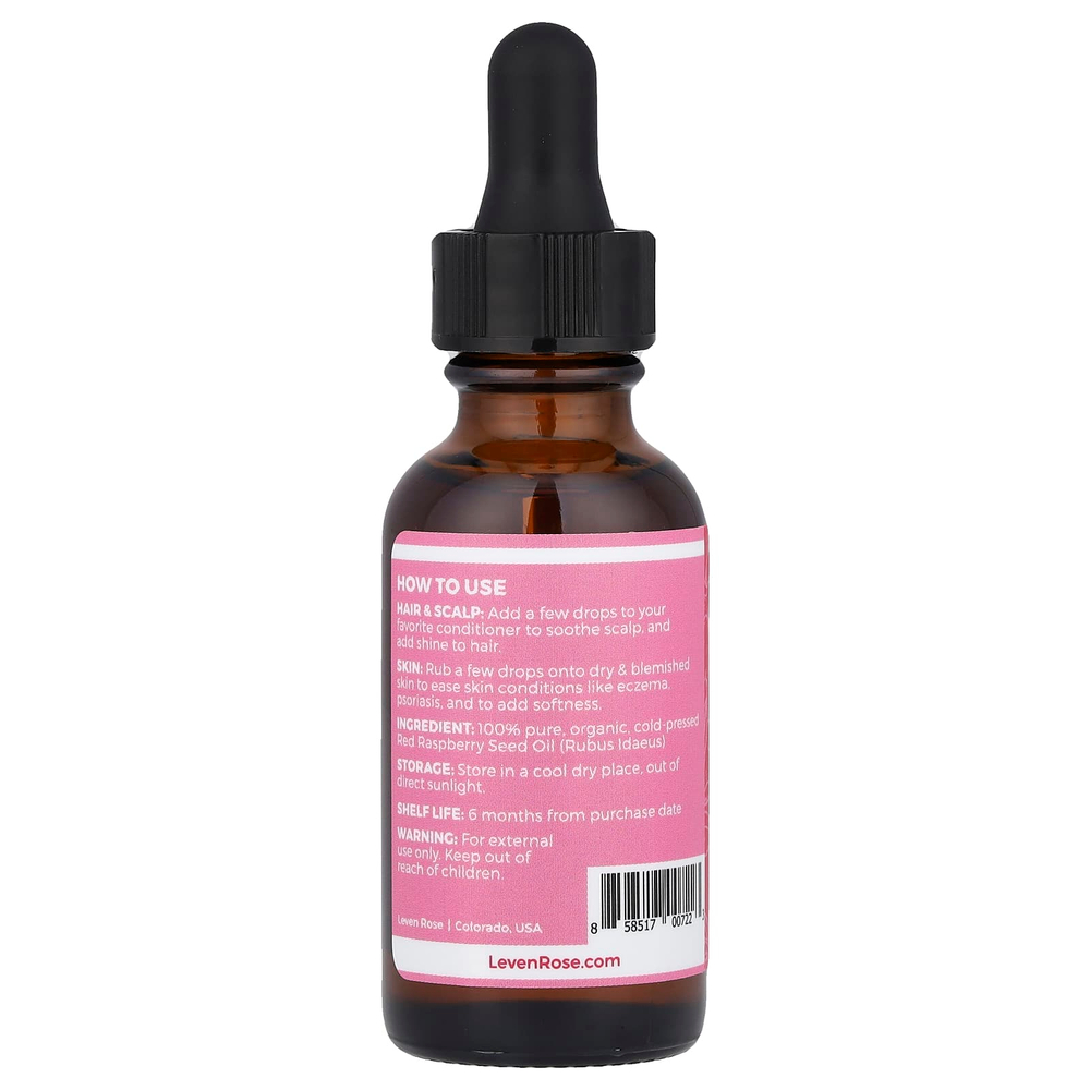 Leven Rose, на 100% чистое и органическое масло из семян красной малины, 30 мл (1 жидк. унция)