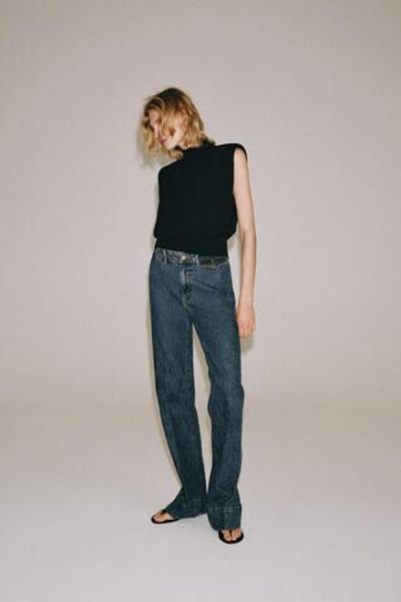 ZARA ТРИКОТАЖНЫЙ ТОП С ОТКРЫТОЙ СПИНОЙ, ЧЕРНЫЙ