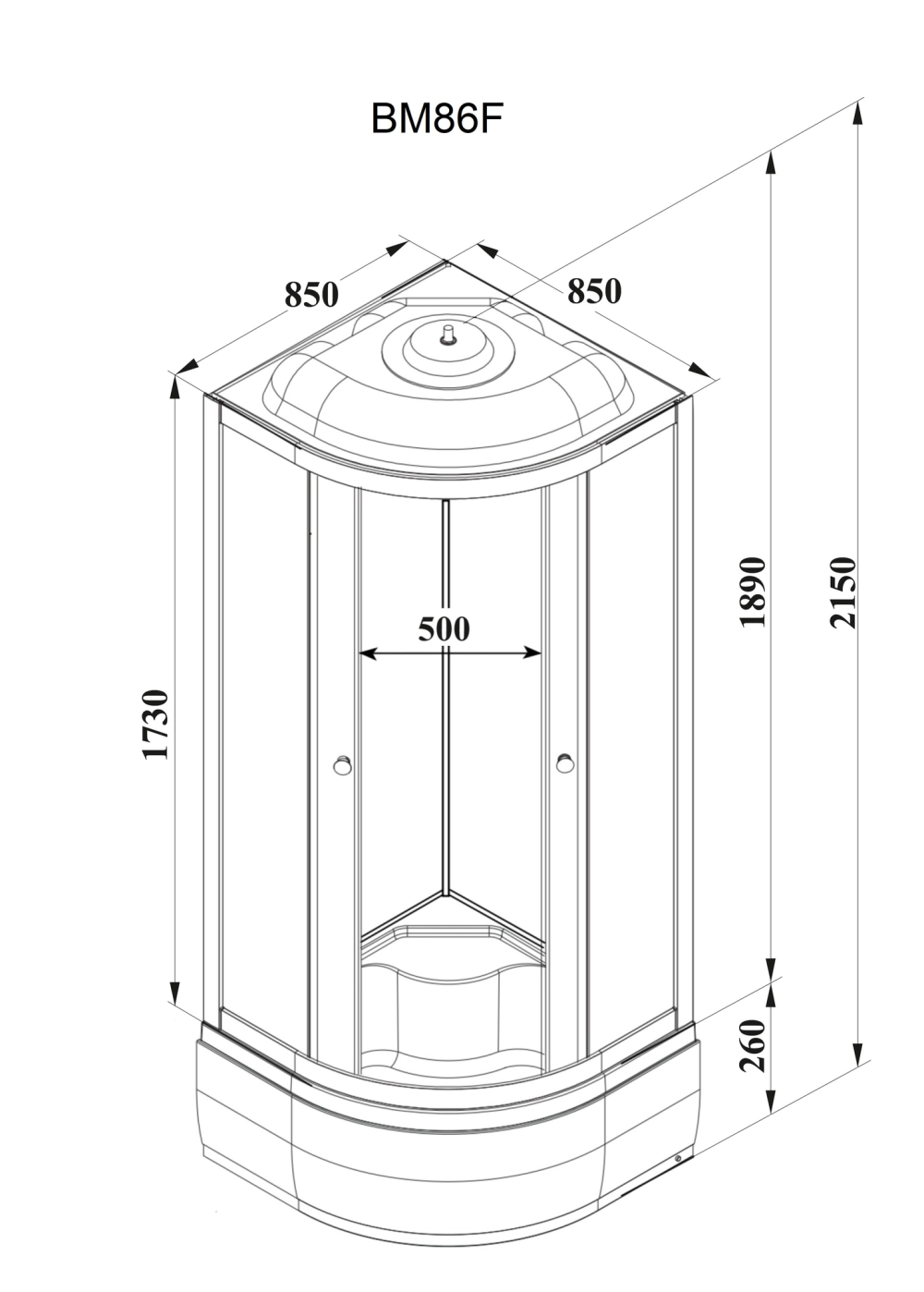 Кабина BM86F душевая PARLY (85x85х215)