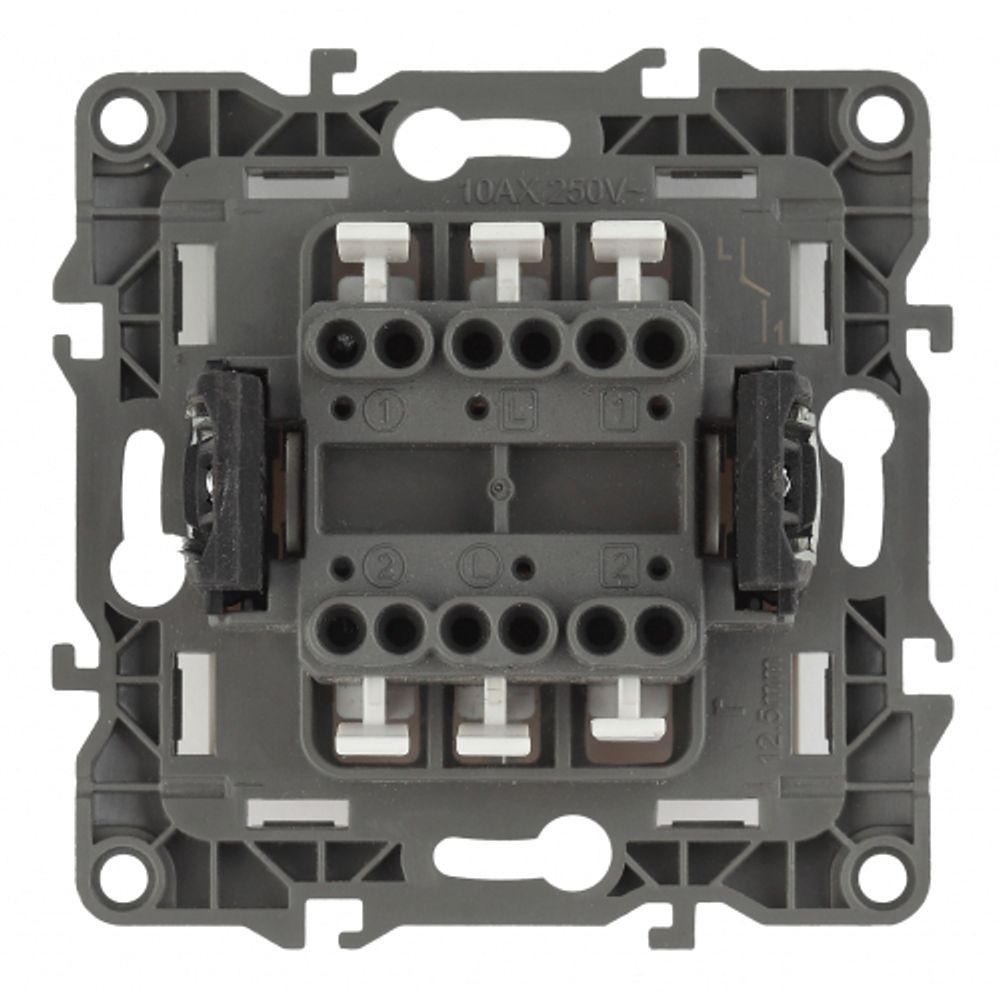 12-1104-06 ЭРА Выключатель двойной, 10АХ-250В, IP20, Эра12, чёрный