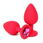 Анальная втулка красная с кристаллом Large розовый 9 см