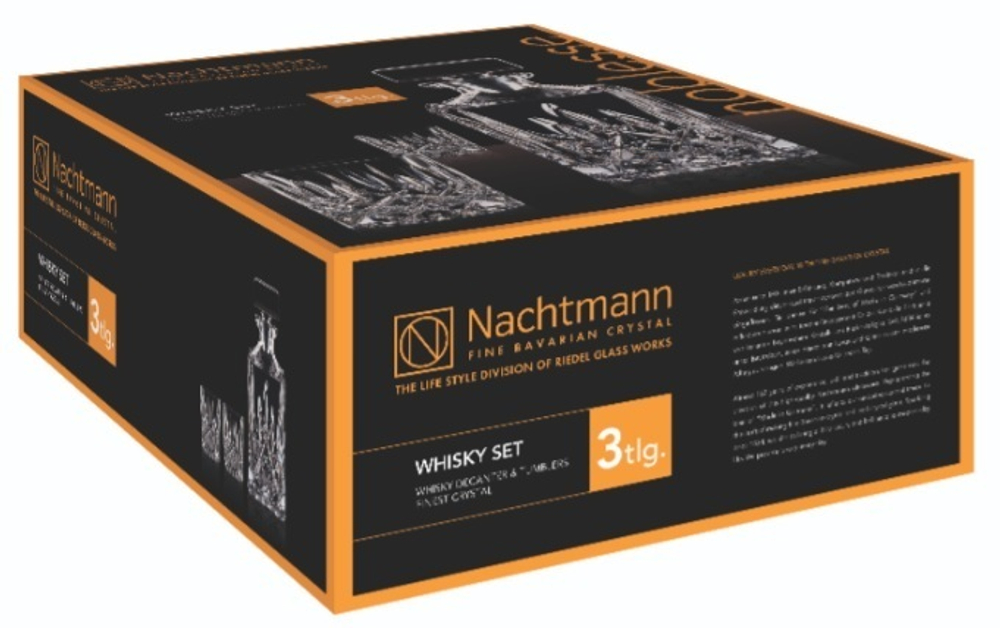 NOBLESSE - Набор 3 предмета декантер 750 мл + 2 стакана 295 мл бессвинцовый хрусталь (set 3 pcs)