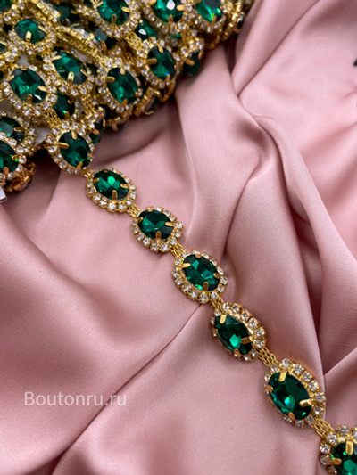Тесьма (цепочка) золото зеленый изумруд