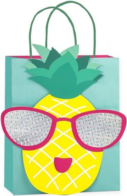 Пакет подарочный 3D, Ананас в солнечных очках, Голография, 32*26*12 см, 1 шт.