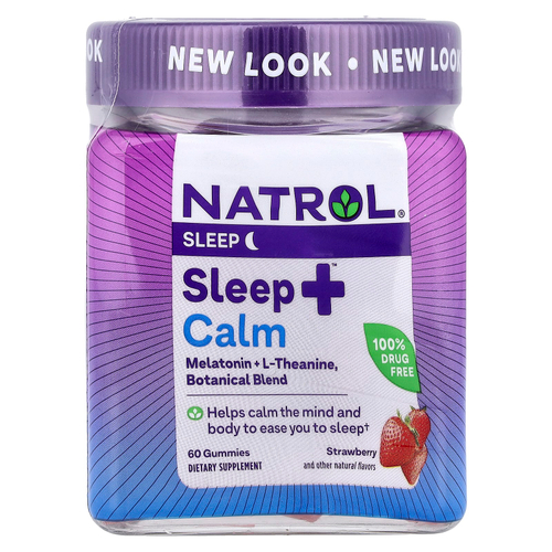 Natrol, Sleep+™, успокаивающие жевательные таблетки, со вкусом клубники, 60 жевательных таблеток