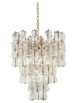 Дизайнерская люстра из стекла — изящная форма и мягкое рассеянное освещение.