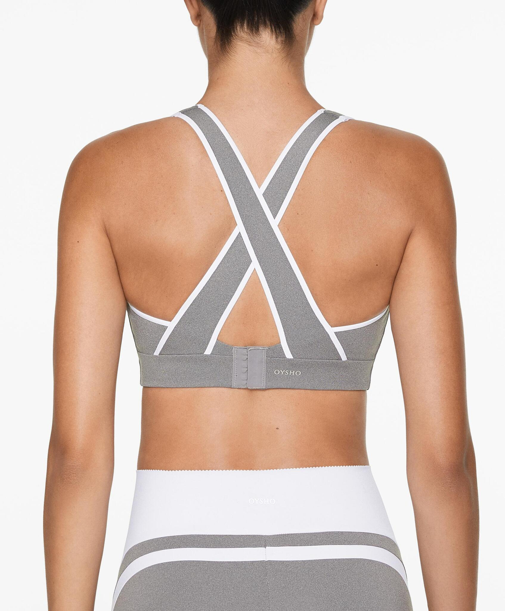 Oysho Спортивный бюстгальтер Compressive с высокой степенью поддержки, серый