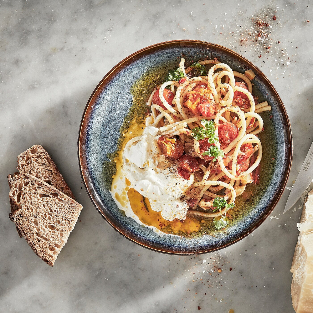 Набор глубоких тарелок IKEA GLADELIG (ГЛАДЕЛИГ), Синий, 21 см, 4 шт