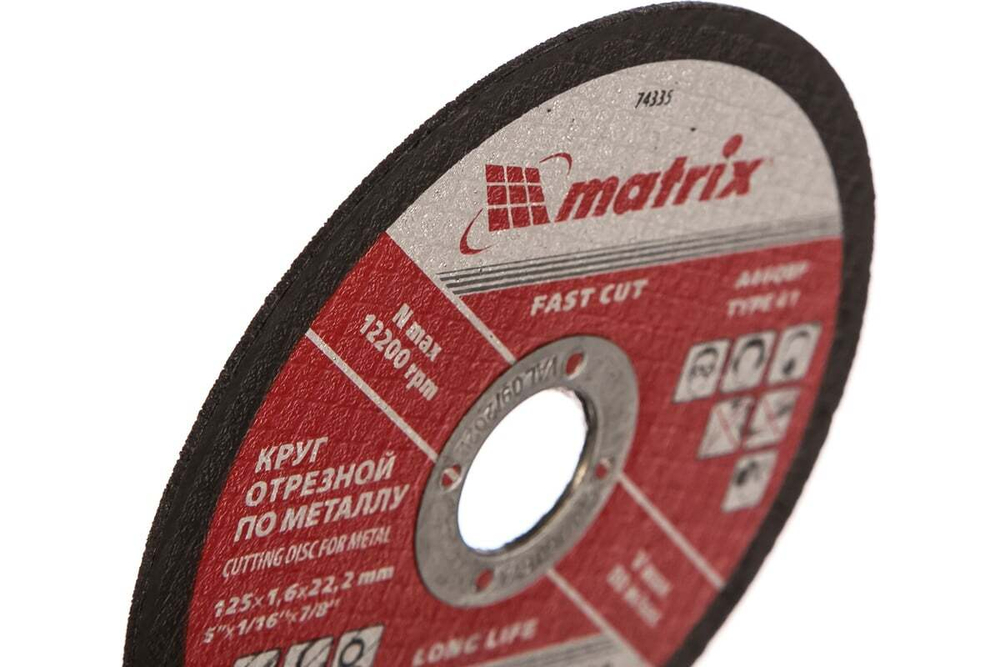 Круг отрезной по металлу, 125 х 1,6 х 22,2 мм, A46QBF// Matrix