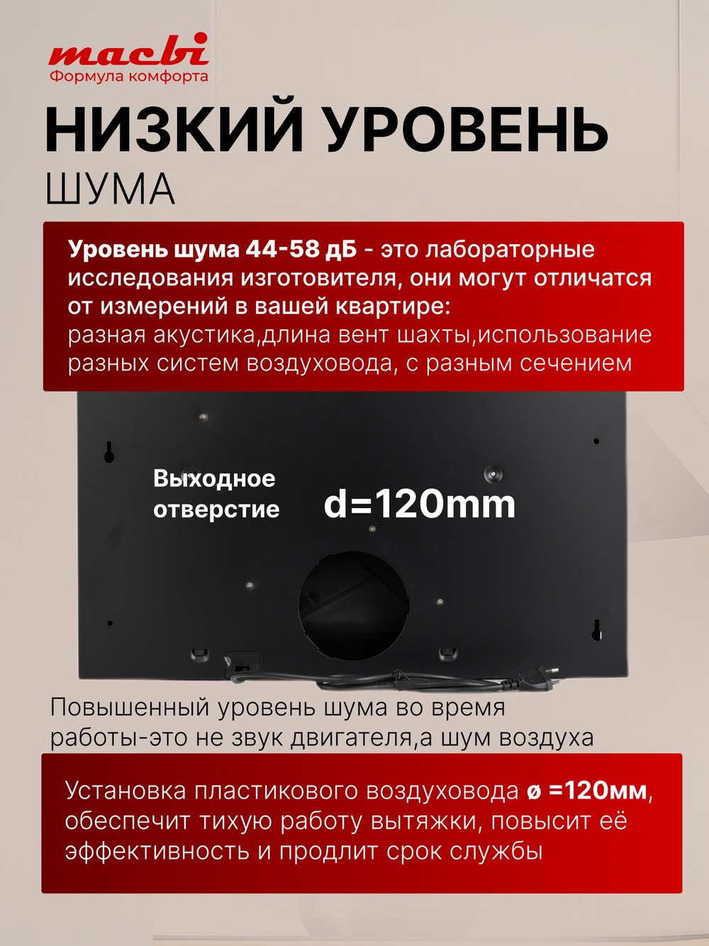 Вытяжка кухонная подвесная Macbi 450м3/ч