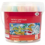 Мел для асфальта 7цв. 21шт. "Мультики" квадратные, пластиковое ведро (Гамма)