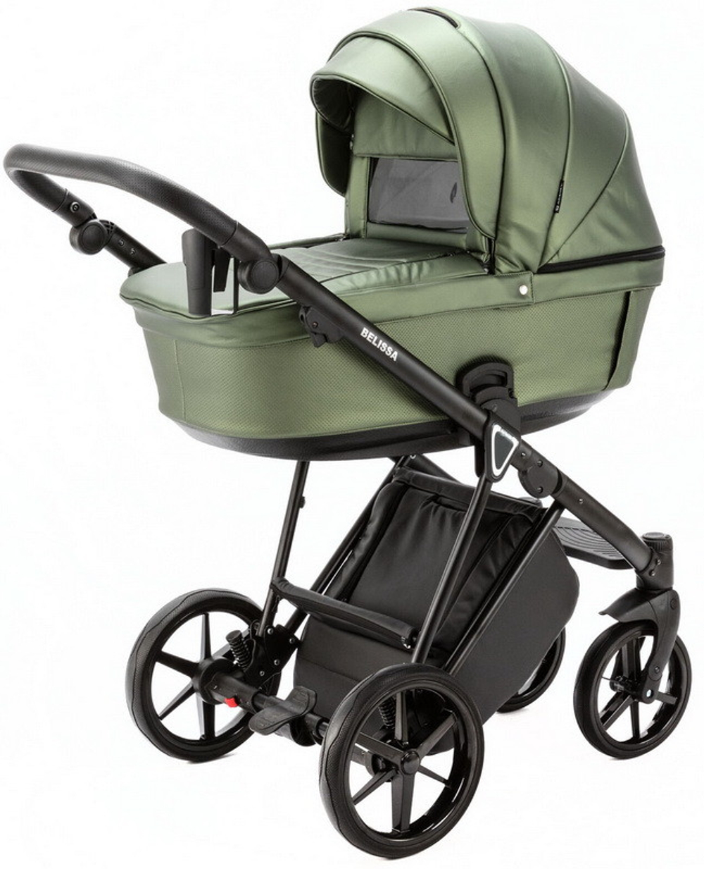 Детская коляска Adamex Belissa Deluxe 3 в 1 B-SM14 (ЗЕЛЁН.ПЕРЛ.КОЖА)