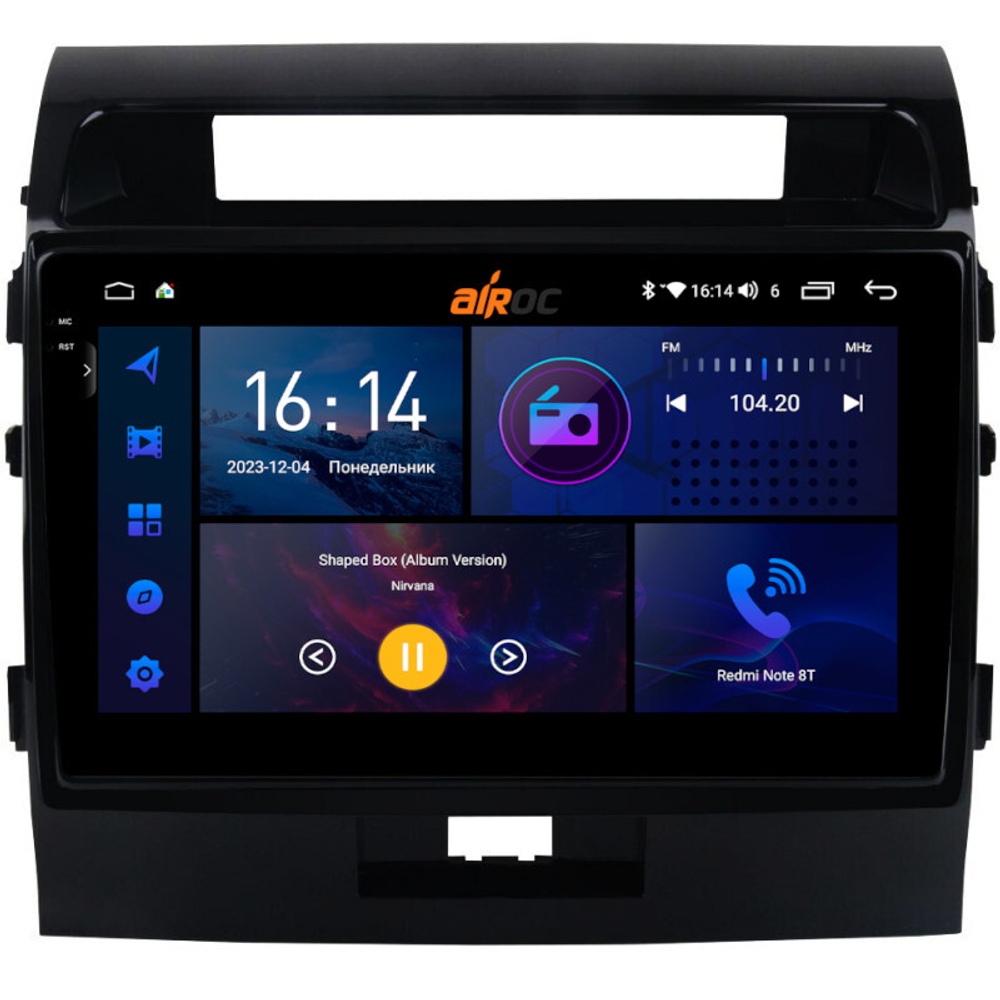Магнитола для Toyota Land Cruiser 200 2007-2015 (экран климата внизу) - AIROC 2K RI-1111 Android 12, QLed+2K, ТОП процессор, 8/128Гб, CarPlay, SIM-слот