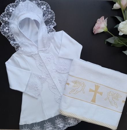 Крестильный набор р-р 56-62 "Катенька" золото