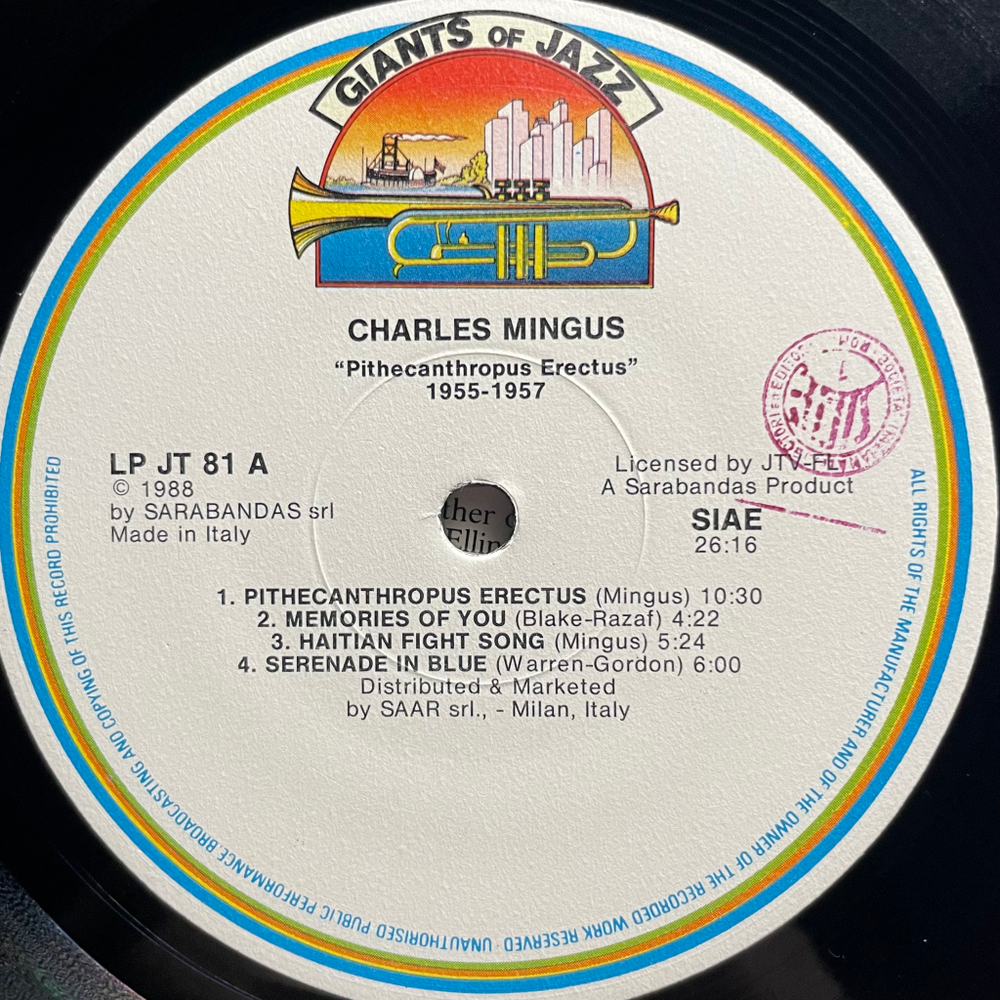 Charles Mingus ‎– "Pithecanthropus Erectus" 1955-1957 (Италия 1988г.)