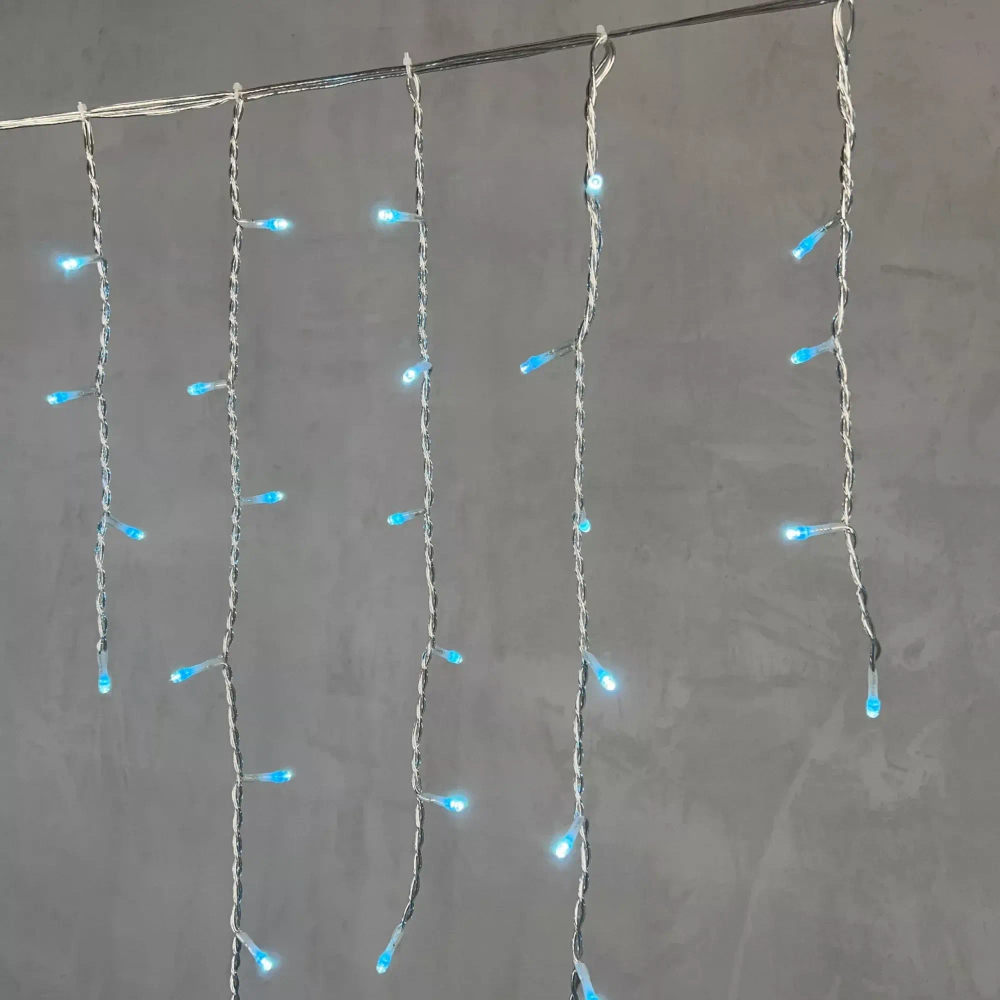 Светодиодная бахрома 5*0,9 м., 348 небесно-голубых LED ламп, силиконовый прозрачный провод, Beauty Led (ECC348-10-2SB)