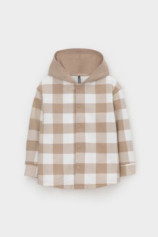 рубашка  для мальчика  КР 302681/темно-бежевый,клетка виши к534