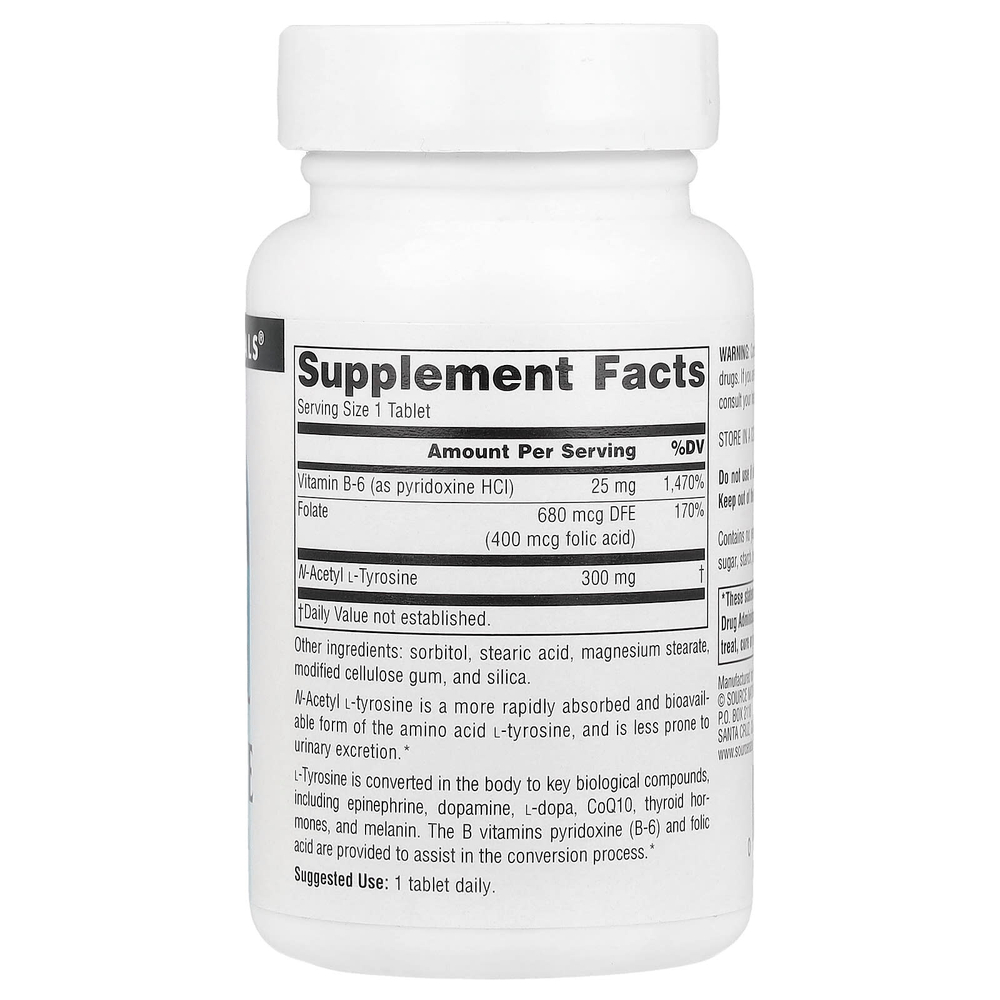 Source Naturals, N-ацетил L-тирозин, 300 мг, 60 таблеток