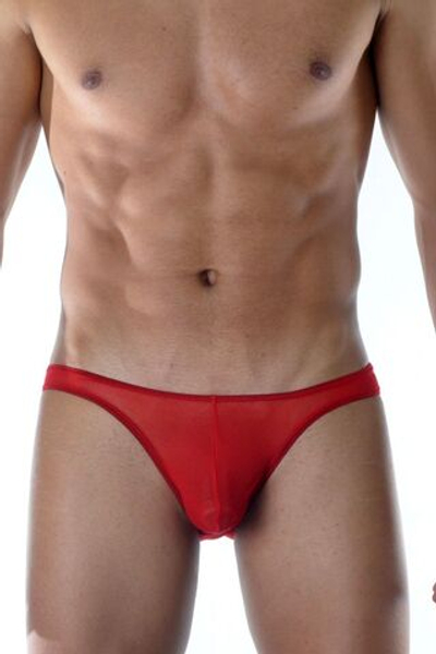 Красные мужские трусы-слипы из полупрозрачного материала (Размер: XL) (Цвет: красный)