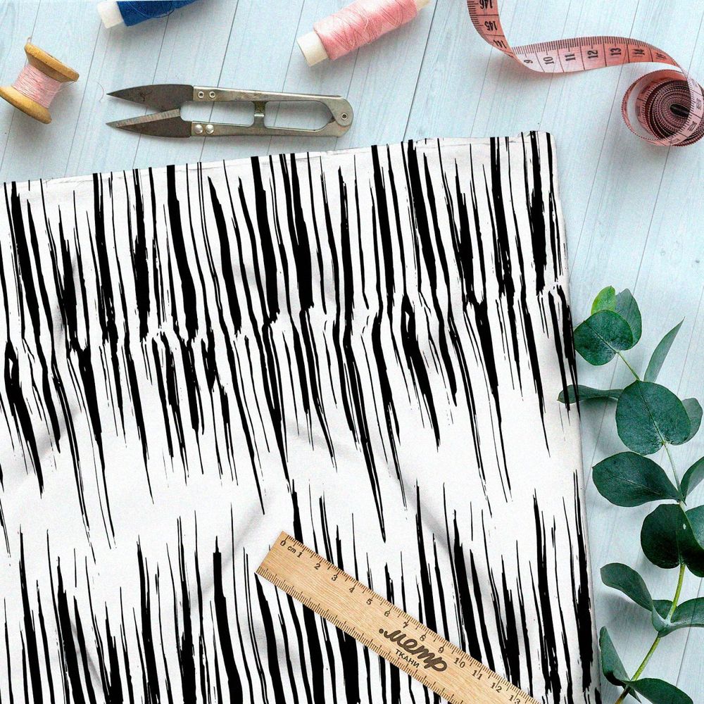 Ткань премиум флис полосатый штрих жизни