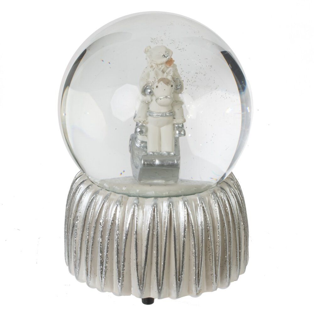 GAEM Фигурка декор в стекл шаре "Дед Мороз на лошадке" (муз с ключ), D 10 см, L10 W10 H15 см